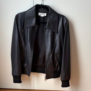 Victoria Beckham Dark Blue Leather Jacket